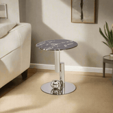 Siena Cultured Marble Side Table (Chrome Base) - Maxi Home Furnishing